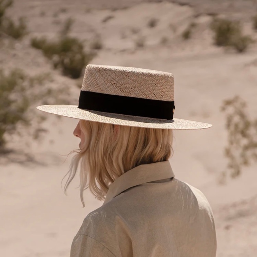 Janessa Leone Jodi Straw Boater Hat Small